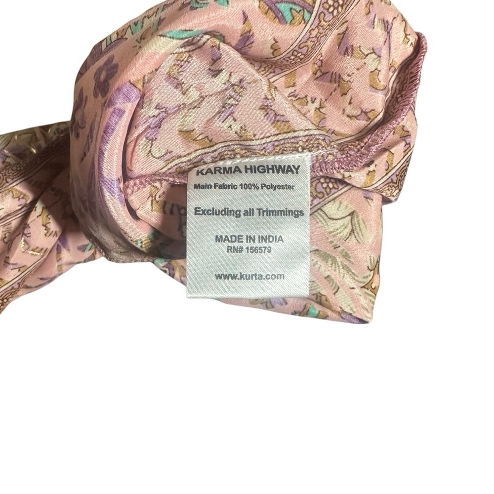 Karma Highway Pink Floral Pants drawstring One Size NWT - Picture 7 of 8